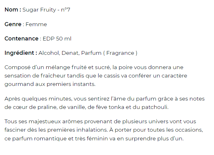 Sugar fruity - eau de parfum n°7