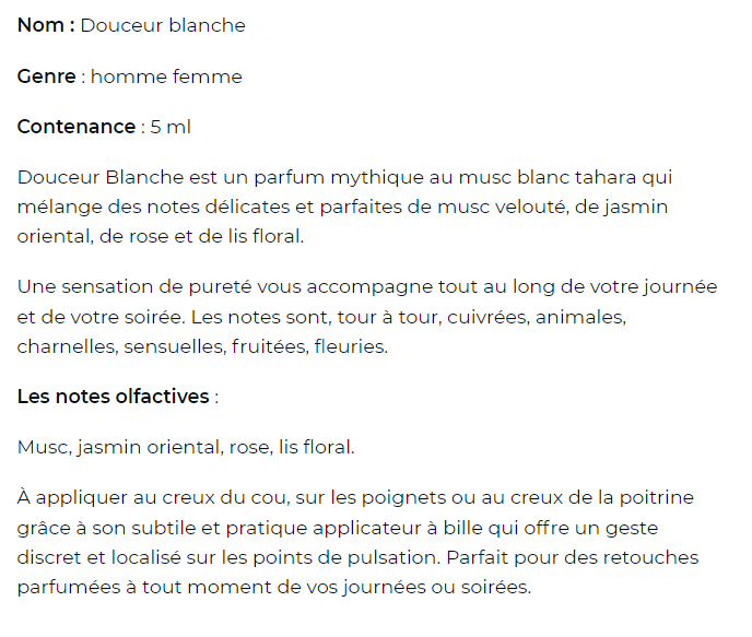 Douceur blanche - extrait de parfum