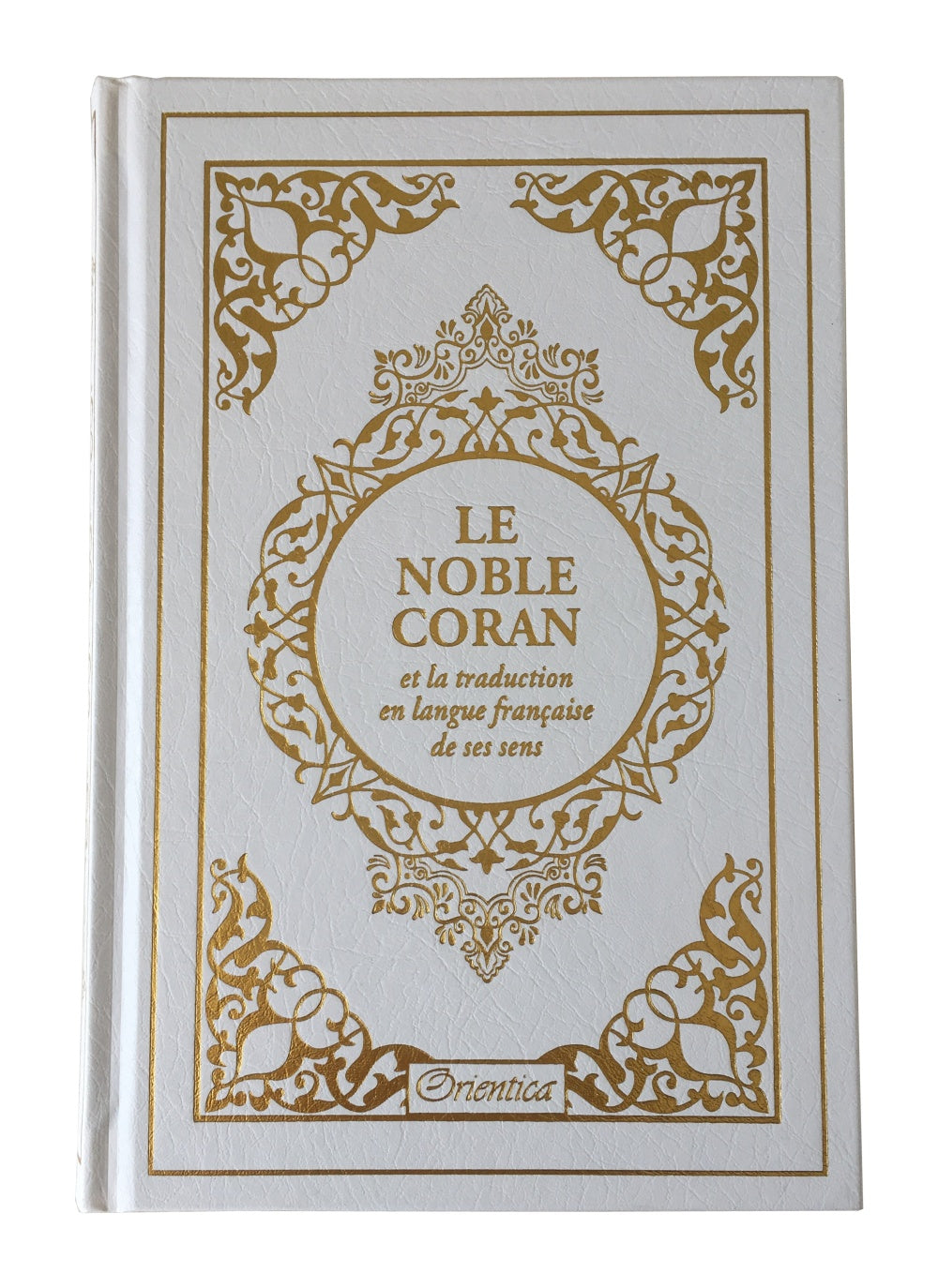 Le Noble Coran bilingue français/arabe avec index des sourates sur le côté - Edition de luxe couverture cartonnée en cuir couleur Blanc doré